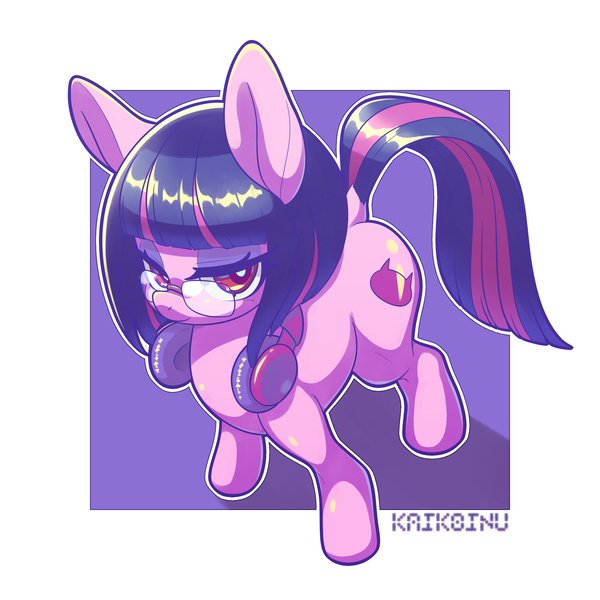 Size: 2000x2000 | Tagged: safe, artist:kaikoinu, derpibooru import, earth pony, pony, dock, female, glasses, headphones, japan racing association, mare, not twilight sparkle, pop team epic, pop team epic kinen, sabukaru kuso hinba, solo