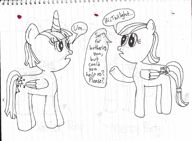 Size: 641x471 | Tagged: alicorn, applejack, appleshy, artist:nightshadowmlp, derpibooru import, dialogue, female, fluttershy, fusion, grayscale, lesbian, lined paper, monochrome, safe, shipping, traditional art, twilight sparkle, twilight sparkle (alicorn)