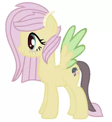 Size: 542x592 | Tagged: safe, artist:velvetsparkleyt, derpibooru import, oc, oc:fluttercord, unofficial characters only, hybrid, pony, digital art, female, hybrid wings, interspecies offspring, mare, next generation, offspring, parent:discord, parent:fluttershy, parents:discoshy, simple background, solo, white background