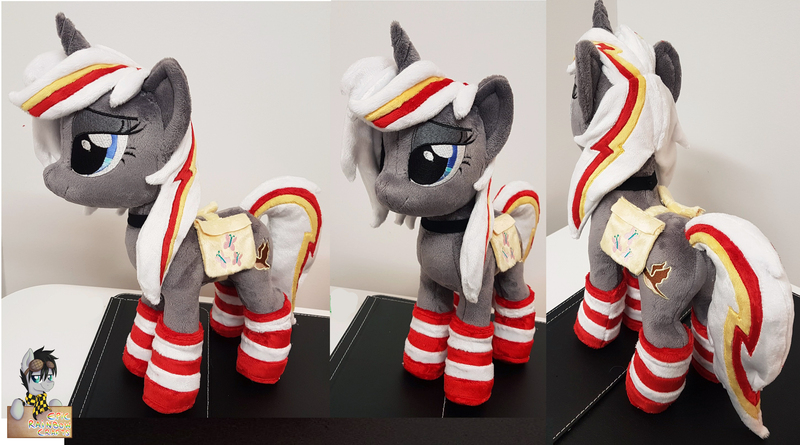 Size: 2900x1612 | Tagged: safe, artist:epicrainbowcrafts, derpibooru import, oc, oc:velvet remedy, pony, unicorn, fallout equestria, fanfic, clothes, cutie mark, female, fluttershy medical saddlebag, hooves, horn, irl, mare, medical saddlebag, photo, plushie, saddle bag, socks, striped socks