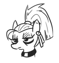 Size: 355x377 | Tagged: safe, artist:jargon scott, derpibooru import, oc, oc:nada phase, earth pony, pony, black and white, bust, female, goth, grayscale, monochrome, portrait, simple background, sketch, white background