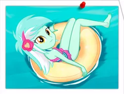 Size: 514x390 | Tagged: safe, artist:charliexe, derpibooru import, edit, lyra heartstrings, equestria girls, equestria girls series, barefoot, clothes, cute, feet, female, inflatable, inner tube, legs, lyrabetes, show accurate, skirt, swimsuit