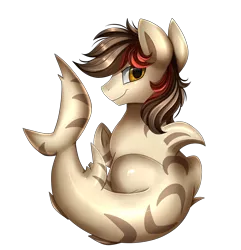 Size: 2204x2290 | Tagged: artist:pridark, commission, derpibooru import, looking at you, looking back, looking back at you, oc, oc:fappyness, original species, safe, shark pony, simple background, sitting, smiling, solo, transparent background, unofficial characters only