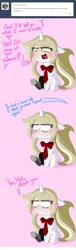 Size: 2500x8200 | Tagged: suggestive, artist:fullmetalpikmin, derpibooru import, oc, oc:cherry blossom, pony, unicorn, tumblr:ask viewing pleasure, amputee, ask, blushing, comic, embarrassed, necktie, prosthetic limb, prosthetics, tumblr