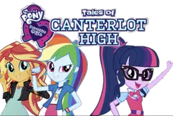 Size: 1714x1152 | Tagged: safe, artist:superbobiann, derpibooru import, editor:superbobiann, rainbow dash, sci-twi, sunset shimmer, twilight sparkle, equestria girls, spoiler:eqg specials, eqg promo pose set, geode of empathy, geode of super speed, geode of telekinesis, magical geodes, ponytail, simple background, tales of canterlot high, transparent background