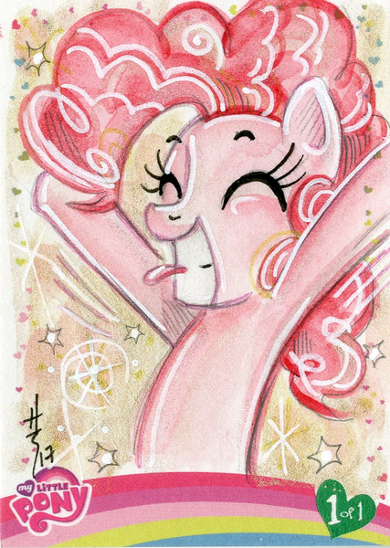 Size: 742x1042 | Tagged: safe, artist:sararichard, derpibooru import, pinkie pie, earth pony, pony, eyes closed, female, mare, smiling, solo, tongue out