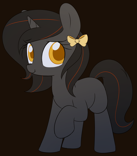 Size: 729x825 | Tagged: safe, artist:acersiii, derpibooru import, oc, oc:luminous siren, unofficial characters only, pony, unicorn, bow, cute, female, filly, hair bow, looking at you, raised leg, simple background, solo