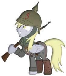 Size: 1024x1179 | Tagged: safe, artist:brony-works, derpibooru import, derpy hooves, pony, belt, boots, clothes, dirty, epaulettes, german, gun, military, military uniform, mud, pickelhaube, rifle, scarf, shoes, simple background, solo, transparent background, uniform, vector, weapon, world war i