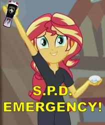 Size: 820x975 | Tagged: safe, derpibooru import, edit, edited screencap, editor:sonic ranger, screencap, sunset shimmer, equestria girls, equestria girls series, opening night, morpher, opening night: sunset shimmer, power rangers, power rangers spd, sunset morphs, super sentai, tokusou sentai dekaranger, yellow ranger