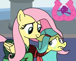 Size: 601x482 | Tagged: safe, artist:author92, derpibooru import, edited screencap, fluttershy, ocellus, pegasus, pony, alternate costumes, brightly colored ninjas, clothes, disguise, disguised changeling, kunoichi, ninja, pony ocellus