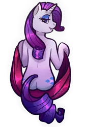 Size: 1000x1500 | Tagged: suggestive, artist:gmm, derpibooru import, rarity, pony, unicorn, ass, bedroom eyes, both cutie marks, eyes half closed, looking back, plot, simple background, smiling, solo, standing, suggestive smile, transparent background