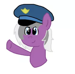 Size: 596x590 | Tagged: safe, artist:cherry1cupcake, derpibooru import, oc, oc:mystic wolfie, unicorn, happy, male, police hat, police officer, requested art, solo, waving