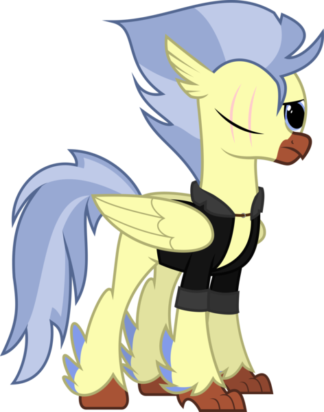 Size: 4791x6084 | Tagged: safe, artist:shadowdashthebat, derpibooru import, oc, classical hippogriff, hippogriff, absurd resolution, clothes, jacket, scar, simple background, solo, transparent background, vector