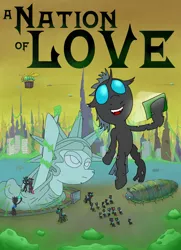 Size: 1028x1416 | Tagged: safe, artist:ultrathehedgetoaster, derpibooru import, changeling, fanfic, alternate timeline, biotechnology, changeling hive, chrysalis resistance timeline, fanfic art, planet of the apes, statue of liberty
