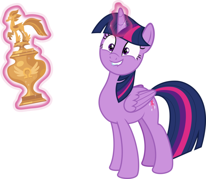 Size: 3455x3000 | Tagged: safe, artist:sollace, derpibooru import, twilight sparkle, twilight sparkle (alicorn), alicorn, pony, surf and/or turf, .svg available, adorkable, cute, dork, glowing horn, lip bite, looking at you, magic, simple background, solo, telekinesis, transparent background, trophy, twiabetes, twilight is a foal fiddler, vector