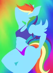 Size: 822x1122 | Tagged: suggestive, artist:lil miss jay, derpibooru import, rainbow dash, anthro, pegasus, breasts, clothes, female, mare, panties, sillhouette, small breasts, solo, solo female, sports bra, underwear