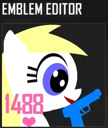 Size: 435x517 | Tagged: safe, artist:anonymous, derpibooru import, oc, oc:aryanne, earth pony, pony, /mlpol/, 1488, aryan pony, emblem, fps, game, gun, handgun, heart, nazi, pistol, weapon