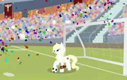 Size: 2829x1777 | Tagged: armband, artist:anonymous, aryan pony, ball, confetti, crowd, derpibooru import, flag, football, grass, /mlpol/, nazi, oc, oc:aryanne, safe, small resolution, sports, stadium, swastika