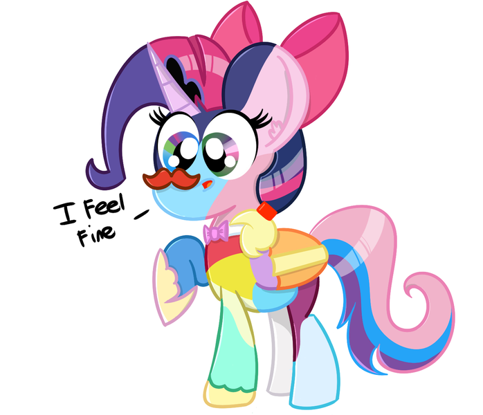 Size: 1500x1290 | Tagged: safe, derpibooru import, apple bloom, applejack, big macintosh, carrot cake, cheerilee, fluttershy, lyra heartstrings, octavia melody, pinkie pie, princess luna, rainbow dash, rarity, scootaloo, starlight glimmer, sweetie belle, twilight sparkle, twilight sparkle (alicorn), oc, oc:clusterfuck, unofficial characters only, alicorn, pony, alicorn oc, appleflaritwidashpie, applmaccarrcheerlyrscootabelleshylyraoctpinklunrainrarglimtwi, bow, crown, cutie mark crusaders, facial hair, fusion, hair bow, hoof shoes, jewelry, mane six, moustache, regalia, solo, tumblr, wat, we have become one, what has magic done, what has science done, why