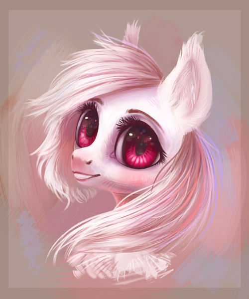 Size: 1584x1899 | Tagged: safe, artist:sarkarozka, derpibooru import, oc, oc:shikaka, unofficial characters only, bat pony, vampire bat pony, albino, bust, portrait, solo, ych result