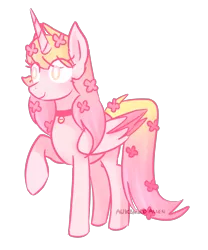 Size: 1725x2073 | Tagged: alicorn, alicorn oc, artist:officialawkwardalien, derpibooru import, flower, flower in hair, oc, oc:sakura blush, safe, simple background, solo, transparent background, unofficial characters only