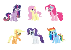 Size: 1672x1176 | Tagged: safe, artist:thesmall-artist, derpibooru import, applejack, fluttershy, pinkie pie, rainbow dash, rarity, twilight sparkle, twilight sparkle (alicorn), alicorn, pony, alternate hairstyle, mane six, simple background, transparent background