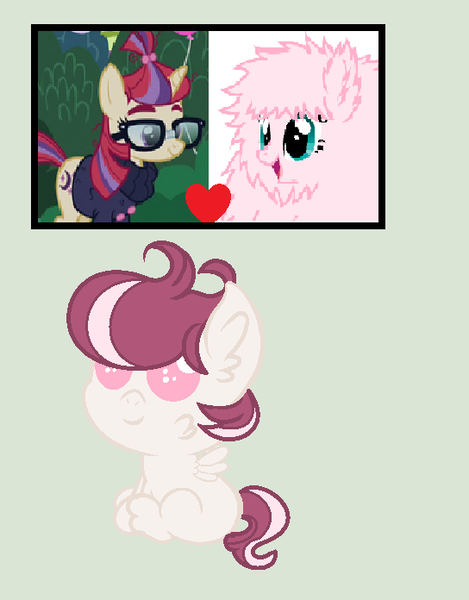 Size: 544x696 | Tagged: safe, artist:mlp-awesomebases, derpibooru import, moondancer, oc, oc:fluffle puff, unofficial characters only, pegasus, pony, adoptable, baby, baby pony, base used, canon x oc, female, filly, green background, heart, lesbian, magical lesbian spawn, offspring, parent:moondancer, parent:oc:fluffle puff, parents:canon x oc, shipping, simple background