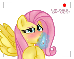 Size: 2500x2000 | Tagged: suggestive, artist:sodadoodle, derpibooru import, fluttershy, pegasus, pony, blushing, camera shot, cutie mark, drool, drool string, eyebrows, female, food, heart, heart eyes, high res, implied flutterdash, implied lesbian, implied rarity, implied shipping, licking, looking at you, mare, offscreen character, open mouth, popsicle, recording, show accurate, simple background, sweat, talking, text, tongue out, transparent background, wingding eyes, wings