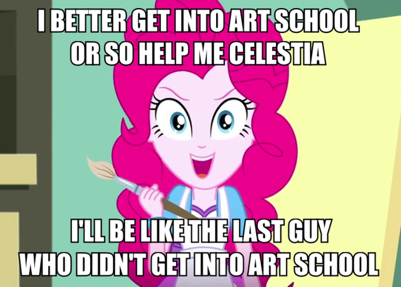 Size: 850x608 | Tagged: safe, derpibooru import, pinkie pie, eqg summertime shorts, equestria girls, the art of friendship, image macro, implied genocide, implied hitler, meme, paintbrush