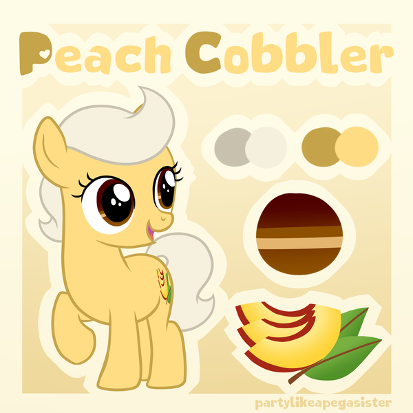 Size: 4000x4000 | Tagged: artist:partylikeanartist, derpibooru import, female, filly, oc, oc:peach cobbler, reference sheet, safe, solo