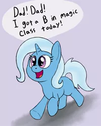 Size: 713x891 | Tagged: safe, artist:zaponator, derpibooru import, trixie, pony, unicorn, blank flank, cropped, cute, diatrixes, female, filly, filly trixie, happy, open mouth, running, smiling, solo, speech bubble, talking, text, younger