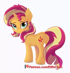 Size: 2200x2300 | Tagged: safe, artist:katakiuchi4u, derpibooru import, sunset shimmer, pony, unicorn, cute, high res, looking at you, looking back, looking back at you, patreon, patreon logo, shimmerbetes, simple background, smiling, solo, white background