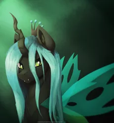 Size: 1024x1106 | Tagged: artist:equestrian-downfall, changeling, derpibooru import, female, queen chrysalis, safe, solo