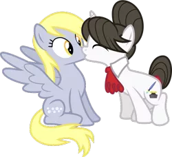 Size: 621x566 | Tagged: safe, artist:lucefudu, derpibooru import, derpy hooves, raven, pegasus, pony, unicorn, .svg available, derpaven, female, kissing, lesbian, mare, shipping, simple background, spread wings, svg, transparent background, vector, wingboner, wings