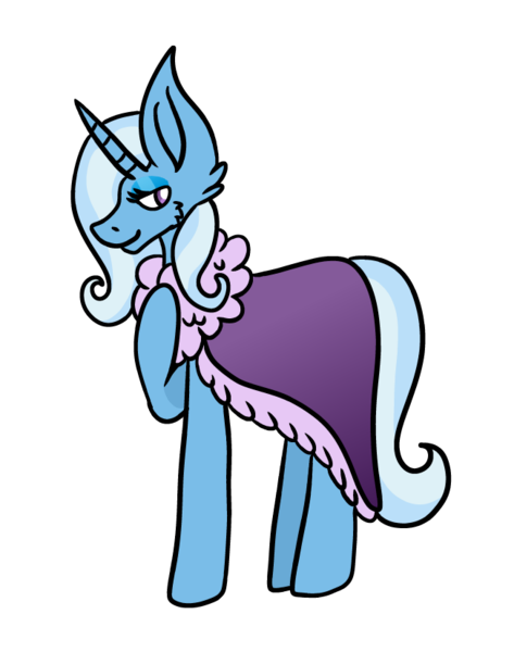 Size: 652x827 | Tagged: safe, artist:ur4niumpineapple, derpibooru import, trixie, pony, unicorn, alternate universe, cloak, clothes, lidded eyes, simple background, smiling, solo, transparent background