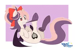 Size: 2941x1931 | Tagged: safe, artist:xwhitedreamsx, derpibooru import, oc, oc:sweet velvet, bat pony, pony, bat pony oc, clothes, female, mare, solo, stockings, thigh highs