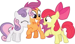 Size: 10921x6400 | Tagged: safe, artist:parclytaxel, derpibooru import, apple bloom, scootaloo, sweetie belle, earth pony, pegasus, pony, unicorn, crusaders of the lost mark, .svg available, absurd resolution, cutie mark, cutie mark crusaders, female, filly, raised hoof, simple background, smiling, the cmc's cutie marks, transparent background, vector