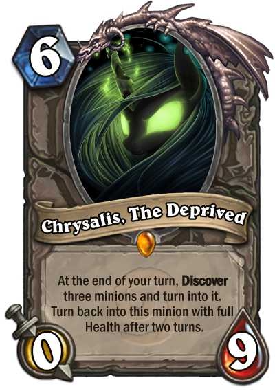 Size: 400x569 | Tagged: blizzard entertainment, card, derpibooru import, editor:luxuria, hearthpwny, hearthstone, queen chrysalis, safe, warcraft