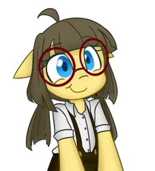 Size: 2000x2200 | Tagged: artist:spheedc, bipedal, clothes, cute, derpibooru import, digital art, female, filly, floppy ears, glasses, mare, oc, oc:sphee, pigtails, safe, semi-anthro, simple background, smiling, solo, suspenders, transparent background