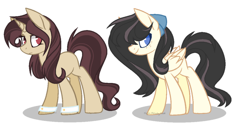 Size: 1131x603 | Tagged: safe, artist:nightmarye, derpibooru import, oc, unofficial characters only, pegasus, pony, unicorn, bow, female, hair bow, magical lesbian spawn, mare, offspring, parent:fluttershy, parent:octavia melody, parent:sunset shimmer, parents:fluttertavia, parents:suntavia, simple background, transparent background