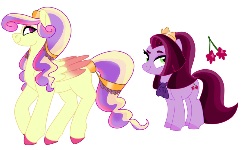 Size: 1950x1218 | Tagged: safe, artist:unicorn-mutual, derpibooru import, oc, unofficial characters only, earth pony, pegasus, pony, female, magical lesbian spawn, mare, offspring, parent:cherry jubilee, parent:princess cadance, parent:scarlet heart, parent:twilight sparkle, simple background, transparent background