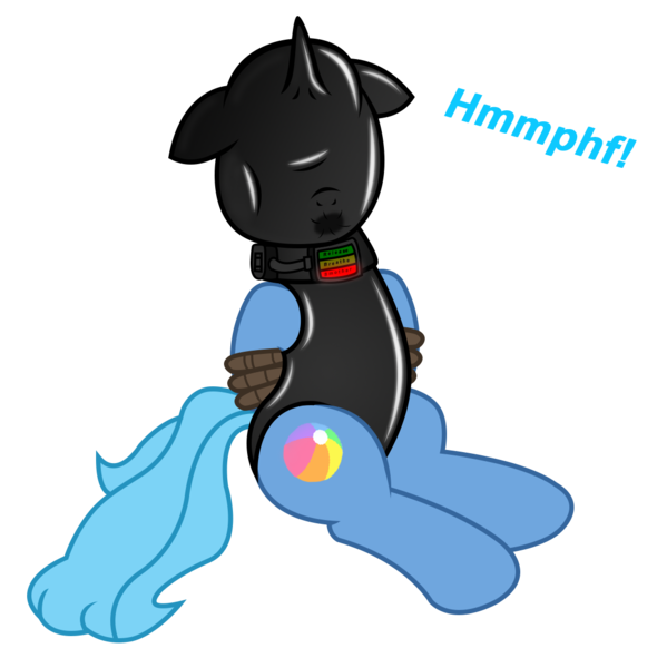 Size: 1141x1142 | Tagged: questionable, artist:darkstorm619, derpibooru import, oc, oc:ocean shores, unofficial characters only, pony, bondage, breathplay, clothes, collar, female, hood, latex, leotard, muffled moaning, rubber, sensory deprivation, simple background, solo, solo female, suffocating, transparent background