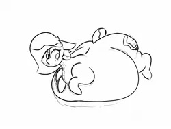 Size: 1280x960 | Tagged: suggestive, artist:somefrigginnerd, derpibooru import, oc, oc:sweeter mocha, unofficial characters only, pony, belly, belly bed, big belly, fat, impossibly large belly, inflation, lineart, monochrome, sketch