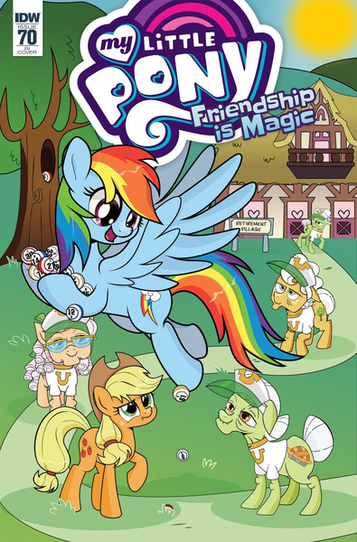 Size: 1054x1600 | Tagged: applejack, apple rose, artist:dsana, auntie applesauce, bingo, bingo balls, comics, cover, derpibooru import, gold horseshoe gals, goldie delicious, granny smith, idw, rainbow dash, safe, spoiler:comic, spoiler:comic70