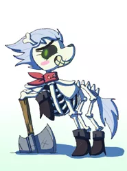 Size: 2897x3917 | Tagged: artist:zanefir-dran, axe, bone, clothes, derpibooru import, safe, shoes, skeleton, skeleton pony, skellinore, solo, the break up breakdown, weapon