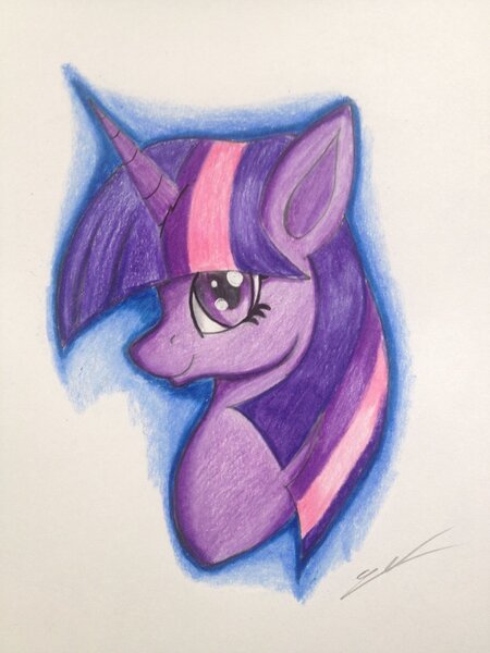 Size: 1024x1365 | Tagged: safe, artist:luxiwind, derpibooru import, twilight sparkle, pony, bust, portrait, solo, traditional art