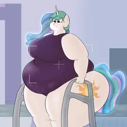 Size: 2500x2500 | Tagged: anthro, artist:lupin quill, bbw, belly, big belly, big breasts, bingo wings, blushing, breasts, busty princess celestia, camera shot, chubby cheeks, chubbylestia, clothes, derpibooru import, fat, female, high res, obese, one-piece swimsuit, paparazzi, princess celestia, rolls of fat, series:changing mare (weight gain), solo, solo female, ssbbw, suggestive, swimming pool, swimsuit, thunder thighs, tight clothing, weight gain, weight gain sequence, wide hips