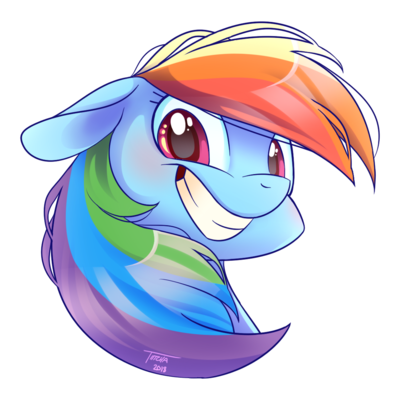 Size: 400x400 | Tagged: safe, artist:tiitcha, derpibooru import, part of a set, rainbow dash, pegasus, pony, blushing, bust, simple background, smiling, solo, transparent background