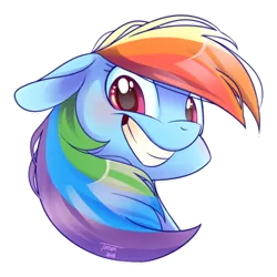 Size: 400x400 | Tagged: safe, artist:tiitcha, derpibooru import, part of a set, rainbow dash, pegasus, pony, blushing, bust, simple background, smiling, solo, transparent background