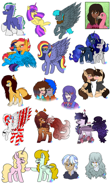 Size: 1024x1715 | Tagged: safe, artist:northlights8, derpibooru import, princess luna, oc, oc:alternate, oc:amari, oc:amethyst pages, oc:canya candy, oc:chrysanthos, oc:glider, oc:leanne, oc:midday giggle, oc:midnight blaze, oc:midnight oasis, oc:mint dust, oc:paint swirl, oc:rinji, oc:thunderstorm, oc:tyler, earth pony, flamingo, human, hybrid, original species, pegasus, unicorn, blushing, colt, cuddling, female, hoofbump, humanized, humanized oc, male, mare, non-mlp oc, offspring, parent:big macintosh, parent:fluttershy, parent:rainbow dash, parent:soarin', parents:fluttermac, parents:soarindash, ponysona, simple background, unshorn fetlocks, white background